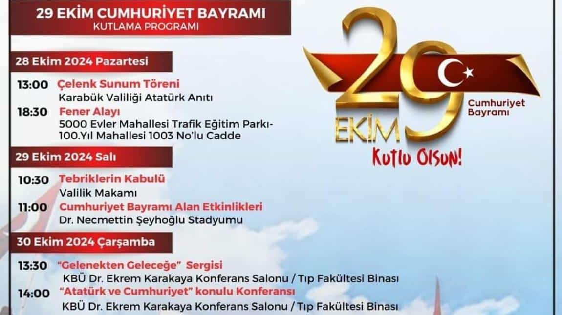 Cumhuriyet Bayramı Kutlama Programı 